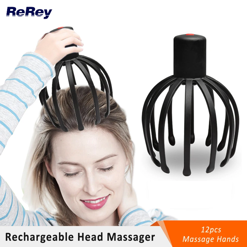 

Electric Vibration Head Massager LED Red Ligh Photontherapy Vibrate Scalp Massage Relax Anti-stress Health Care USB Rechargeable