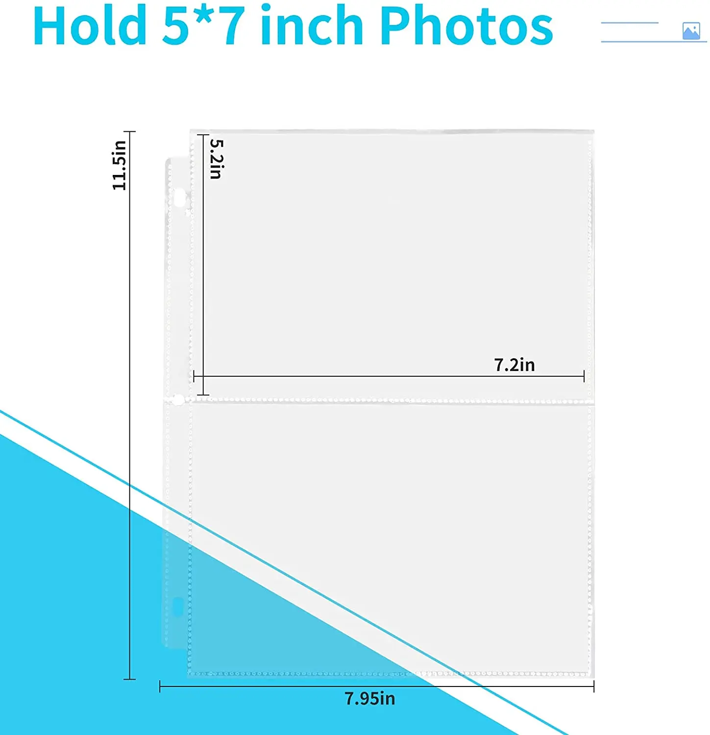 10pcs Clear Photo Sleeves for 3 Ring Binder - (8x10, for 60 Photos), Archival Photo Page Protectors Clear Plastic Photo Album