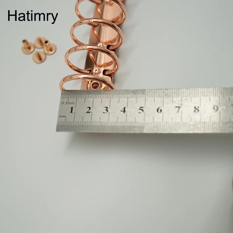 HATIMRY DIY  A7 3CM Rings Rose Godlen Binder Clip Standerd 6 Holes 3cm Diameter  For Notebook