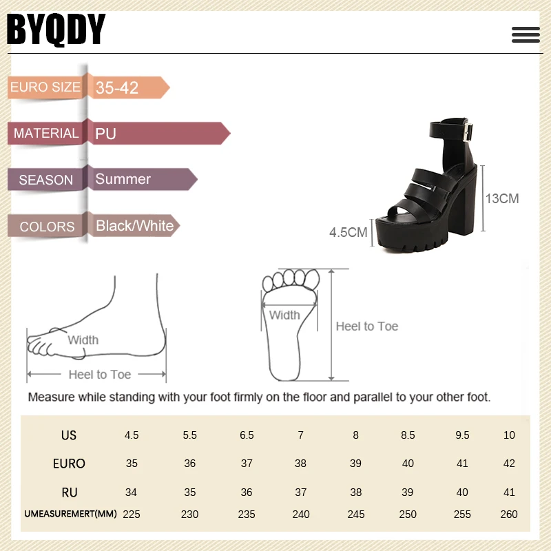 BYQDY 2021 Summer Women Rome Style Sandals Open Toe Ankle Strap Buckles Female Sandals Cover Heeled Thick High Heels Lady Shoes