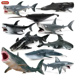 Oenux Sea Life Savage Megalodon Big Shark Orca Sperm Blue Whale Action Figures Ocean Life Animals PVC Model Educational Kids Toy