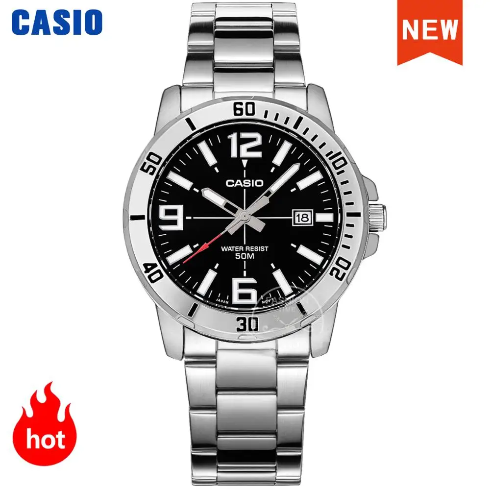 Casio-reloj analógico de cuarzo para hombre, accesorio de pulsera resistente al agua hasta 50m con calendario, complemento masculino deportivo de