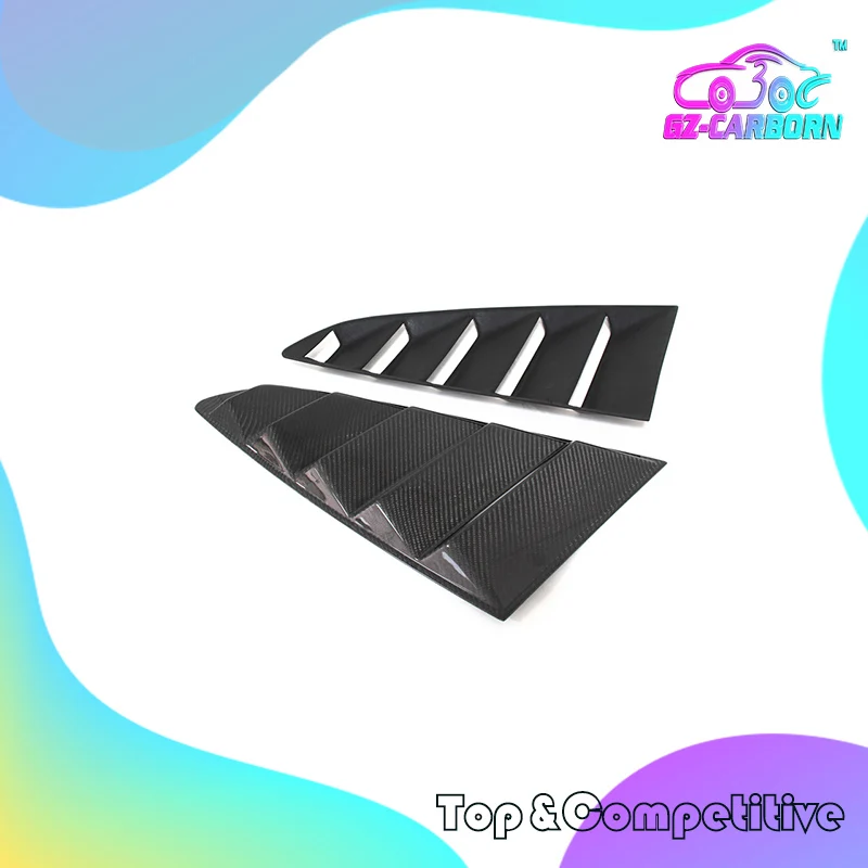 Side Window Quarter Air Vent Louvers Sticker Gloss Black Color True Carbon Fiber Add On Style 2015 2016 2017 For Ford Mustang