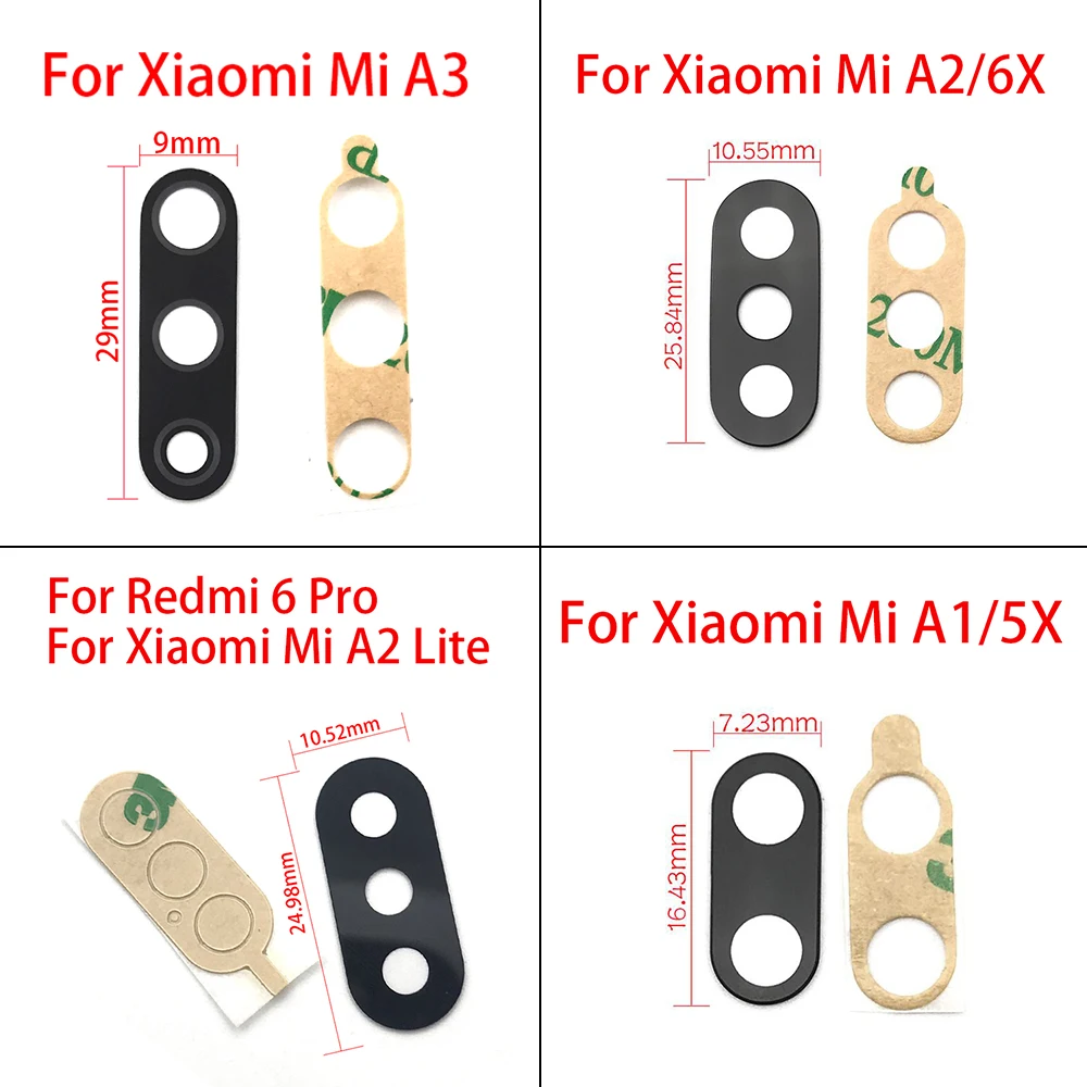 2Pcs/Lot, Rear Back Camera Glass Lens Cover For Xiaomi Mi A3 With Sticker Adhesive For Xiaomi Mi A1 A2 Lite Replacement Parts