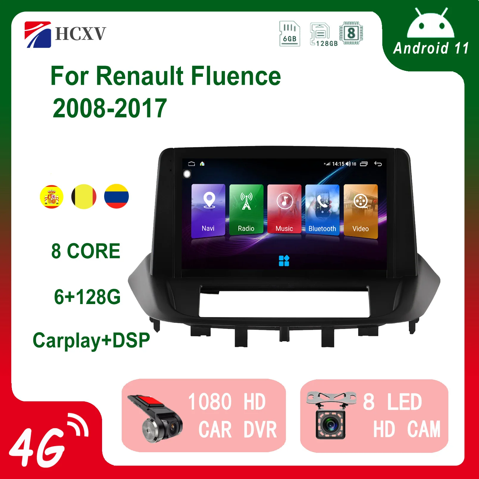 

HCXV Car Radio Android Player For Renault Fluence Car Intelligent System DVD Multimedia Stereo GPS Navigation Backup Camera