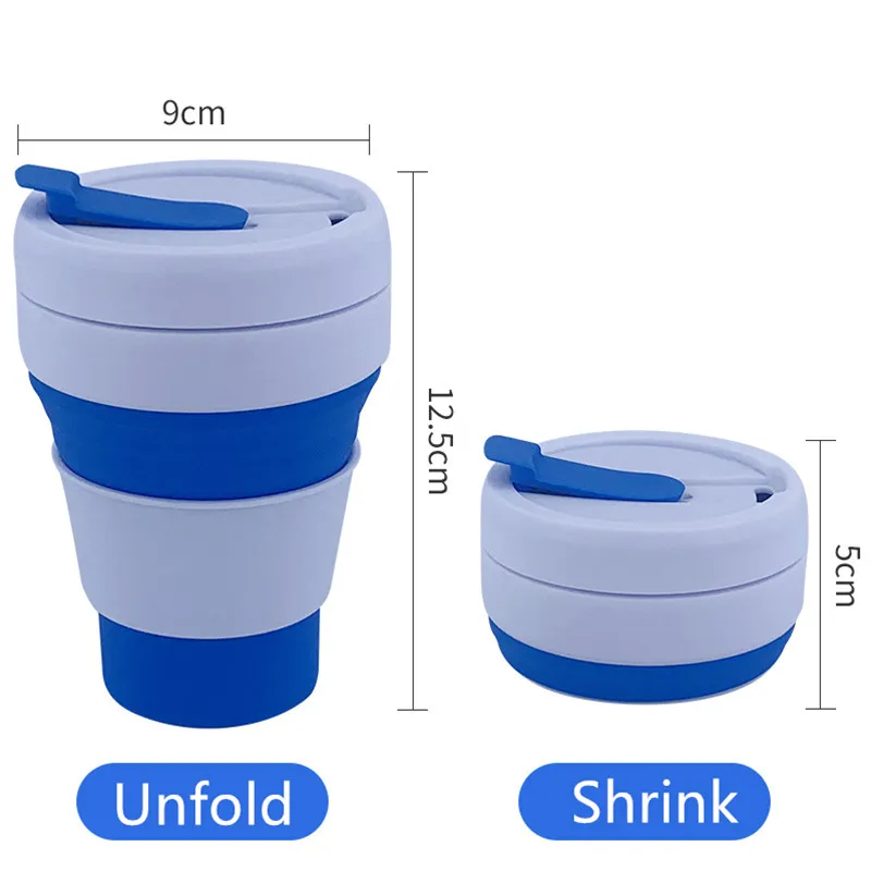 2023 New Creative Platinum Silicone Folding Cup Travel Portable Retractable Water Cup Activity Gift Pocket Coffee Cup