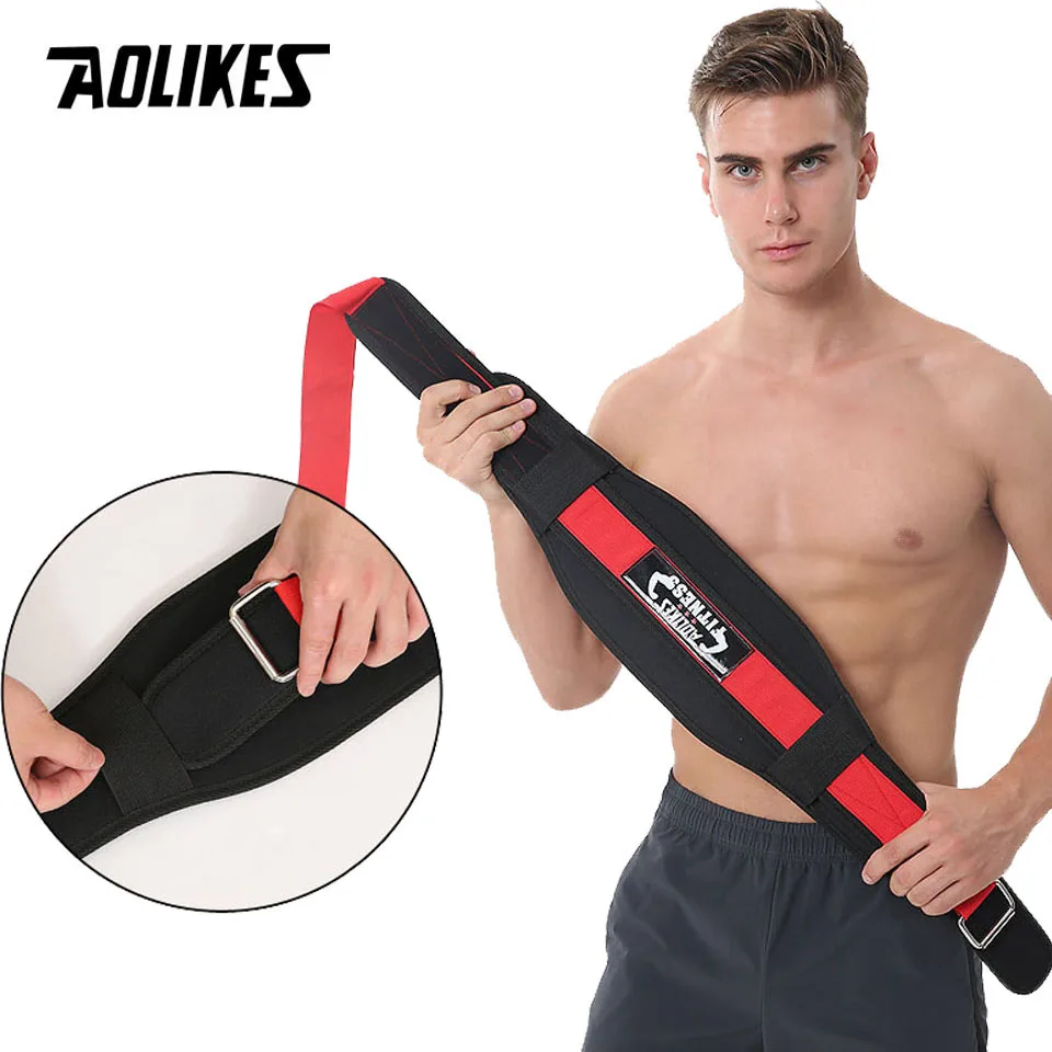 AOLIKES Gym Weightlifting Belt Adjustable Waist Back Support Squat Dumbbell Barbell Deadlifts Training Fitness