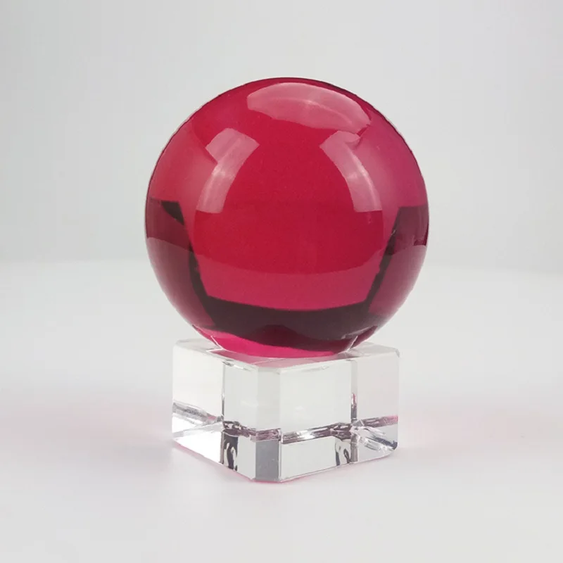 30mm-100mm 1pc Red Crystal Glass Balls Fengshui Figurine Decoration Wedding Gift Healing Balls