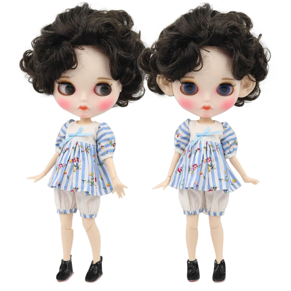 ICY DBS Blyth doll 1/6 toy white skin joint body bjd black hair matte face with eyebrow custom doll 30cm