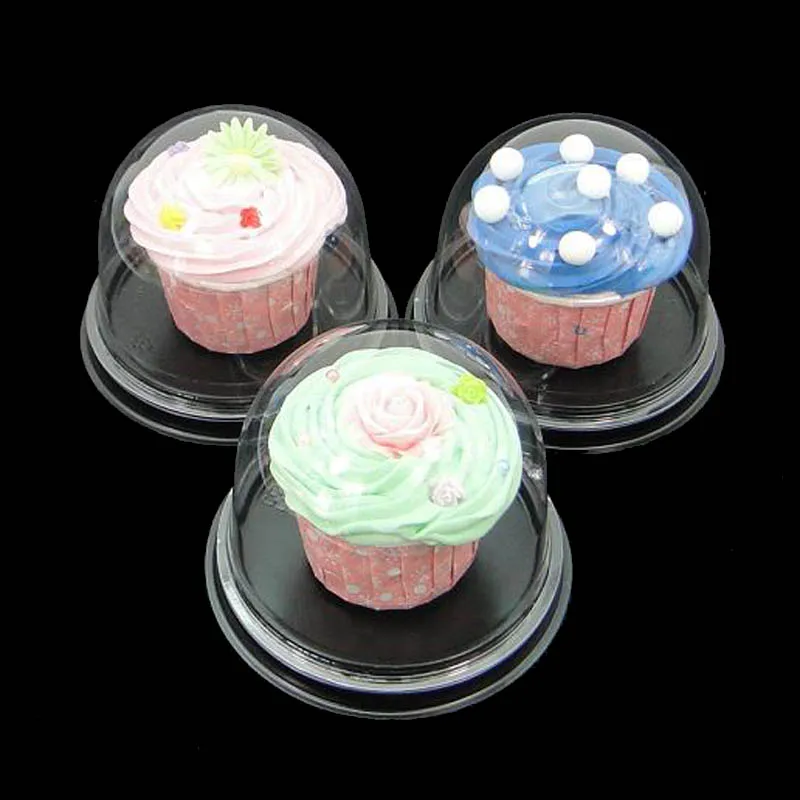 20% off--100 Sets Clear Plastic Cupcake Packaging Box Cake Dome Containers Wedding Party Favor Boxes Supplies