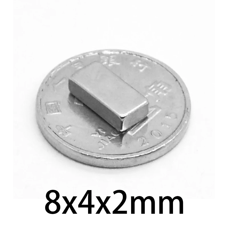 20-500PCS 8x4x2mm Square Search Magnet 8mmx4mmx2mm Permanent Neodymium Magnet Strong 8*4*2mm Small Block Strong Magnet 8*4*2