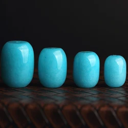 4A Natural Blue Chalcedony Barrel Quartz Crystal Single Bead DIY Beads Jewelry Making