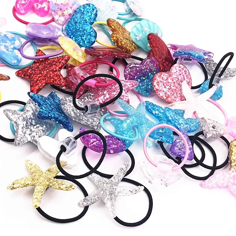 1PCS Lovely Heart Star Shell Girls Hairbands Kids Elastics Hair Bands Hair Accesorios Children Women Rubber Bands Headband