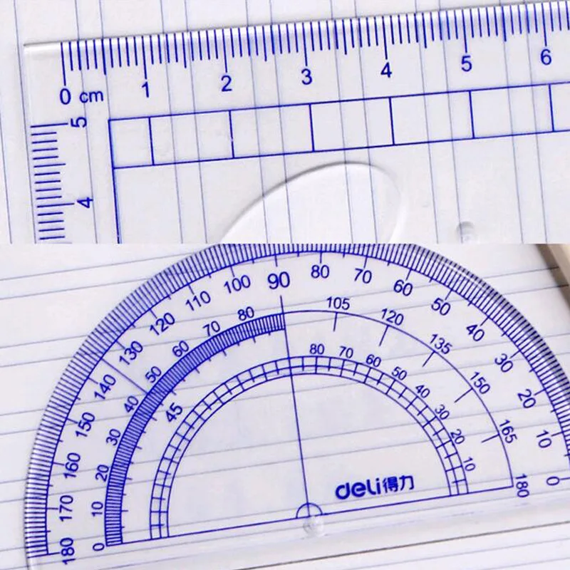 Set di cancelleria 9597 righello per studenti righello dritto angolo triangolare misurazione cancelleria quattro Set stazione di forniture per