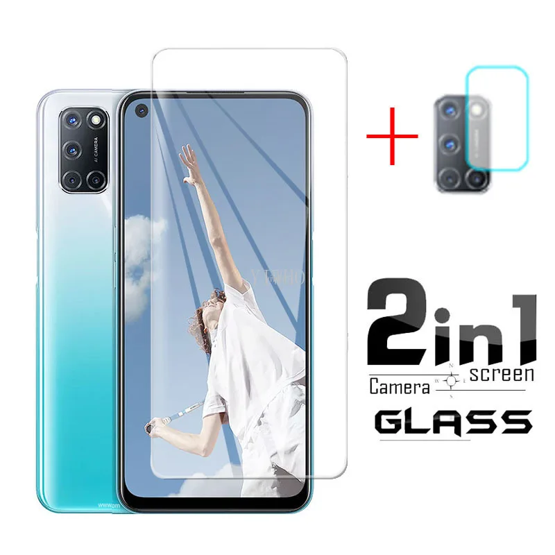 2 in 1 For OPPO A52 Glass Screen Protective Tempered Glass ON OPPO A52 PDAM10 6.5  Protector Cover Film