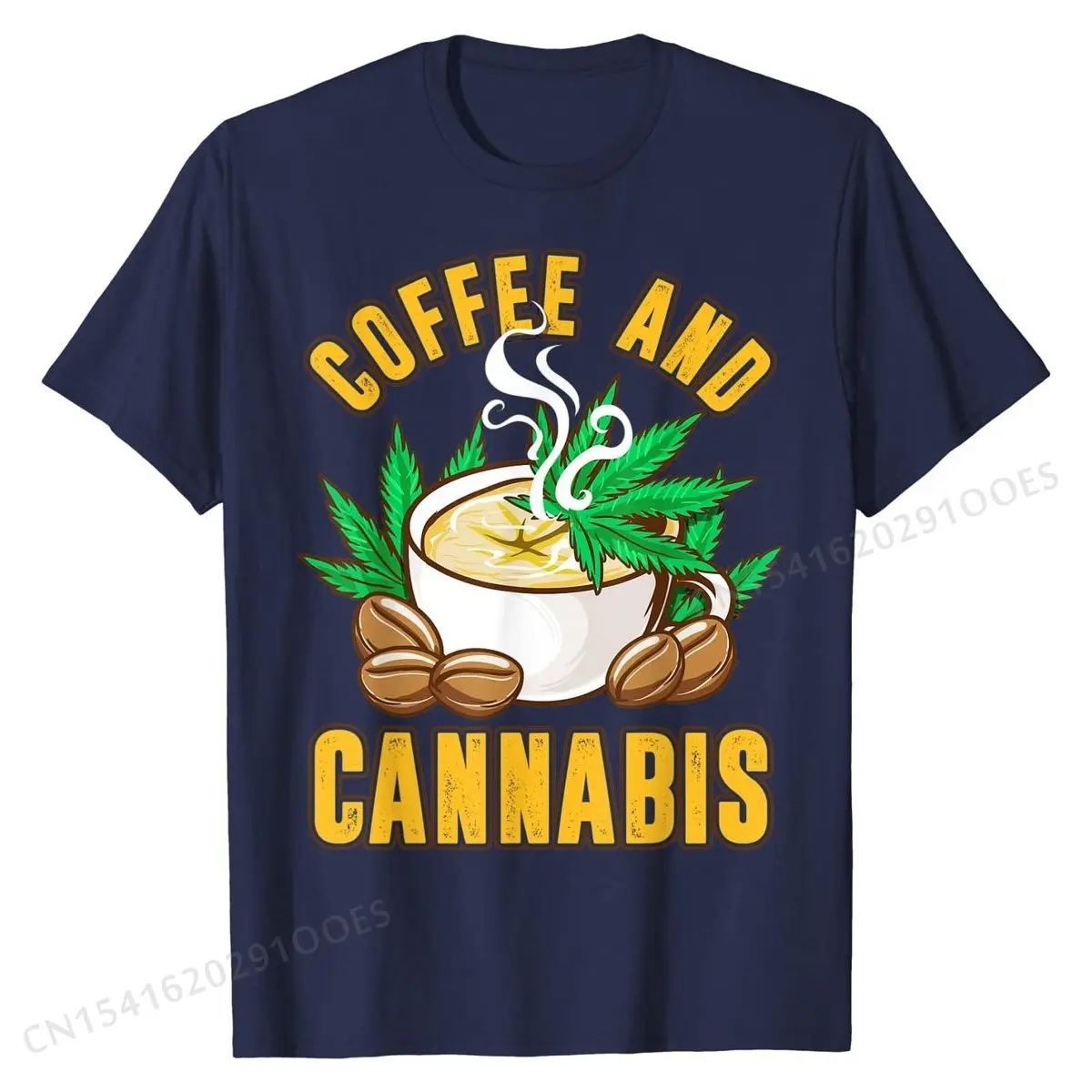 Coffee And Cannabis  Weed Humor Sayings Funny Quote T-Shirt Cotton Tops Shirts for Men Design Tshirts Custom Hot Sale