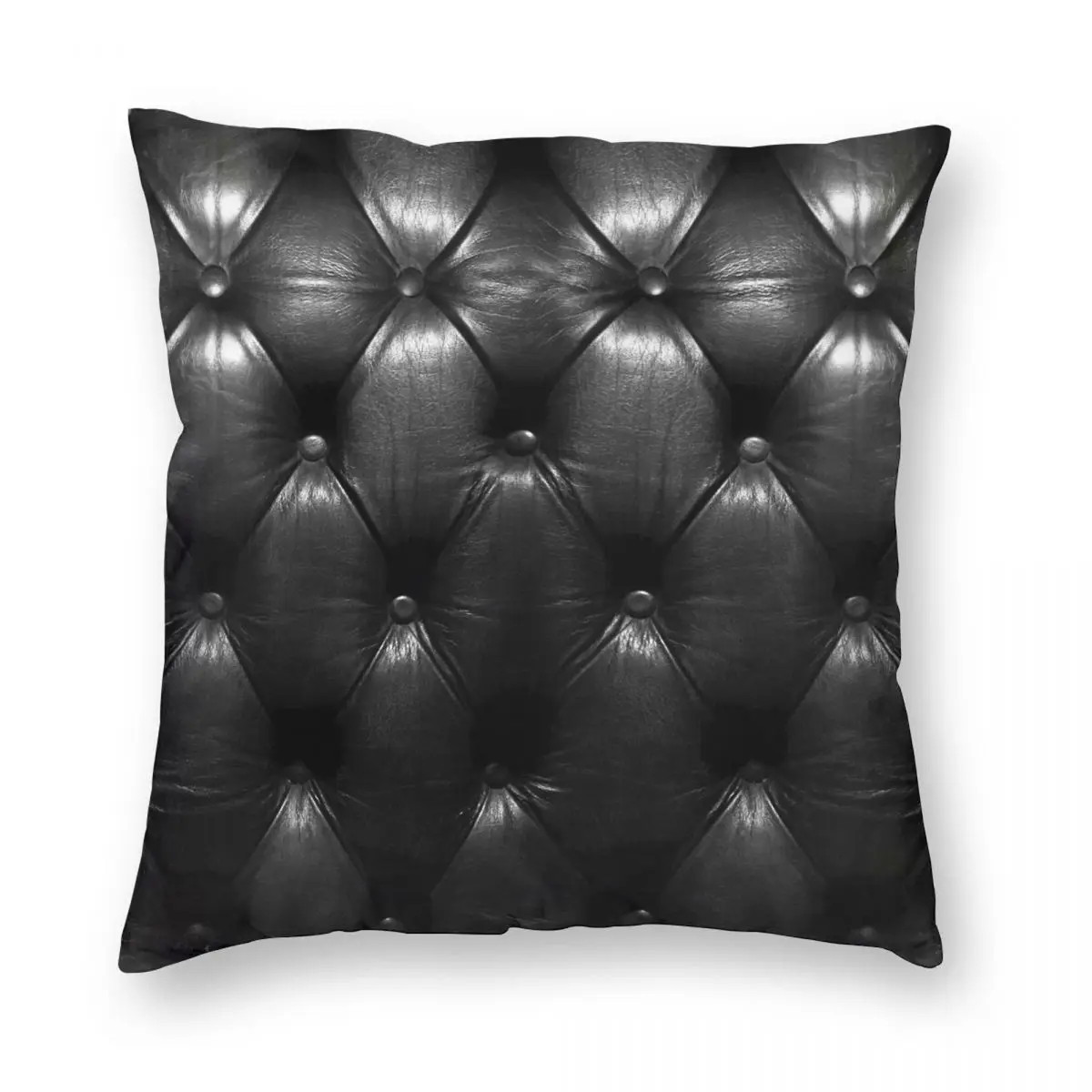 Chesterfield Black Square Pillowcase Polyester Linen Velvet Printed Zip Decor Pillow Case Room Cushion Cover