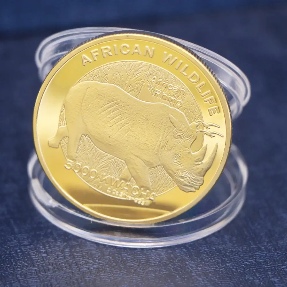 2015 Zambia Republic 1oz.999 African Rhinoceros Kwacha Gold Animal Commemorative Coin Collection