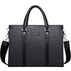 Men's Bag Business Casual Briefcase Leather PVC Male Shoulder Cross body Bag Laptop Travel Bag Grey