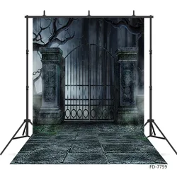 Gothic Spooky Graveyard Tomb Zombie Halloween Photo Background Vinyl Backdrop for Children Portrait Photoshoot Photography Props