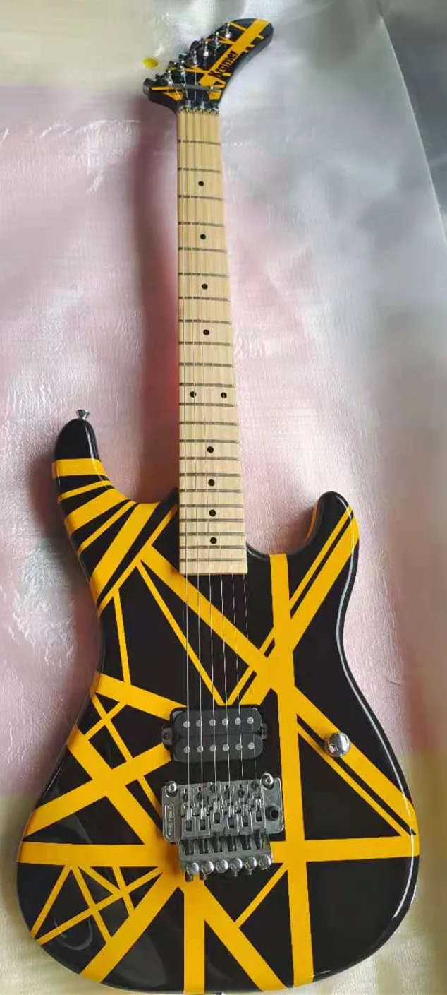 

Electric guitar, guitar, 5150 guitar, yellow and white stripes, spot sale, free shipping