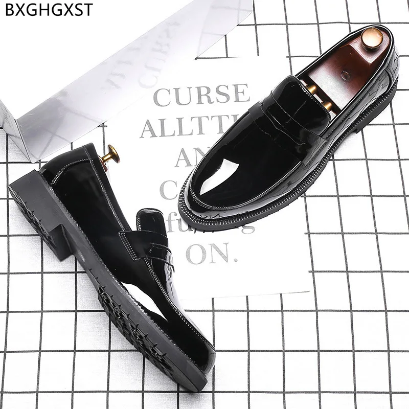 Penny Loafers Man Dress Shoes Men Fashion Designer Party Shoes for Men 2024 Black Patent Leather Shoes Men Formal Zapatos Hombre