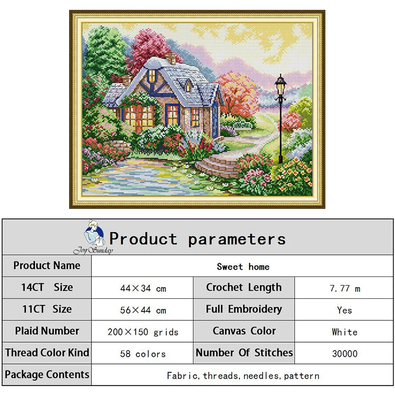 Cabin scenery series stamped cross stitch DIY handmade needle and thread kit Aida 14CT 11CT printed canvas fabric embroidery set
