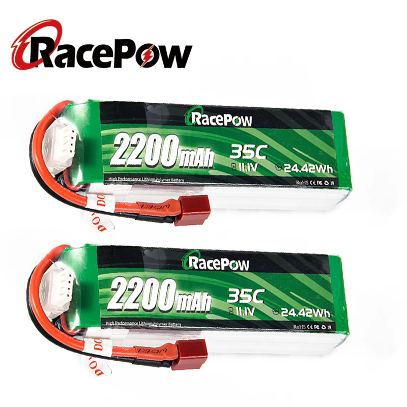 

RacePow 2200mAh 3S 11.1V 35C RC Lipo Battery with T Deans Plug For RC Evader BX Car Boat RC Airplane Quadcopter Helicopter 2 pcs