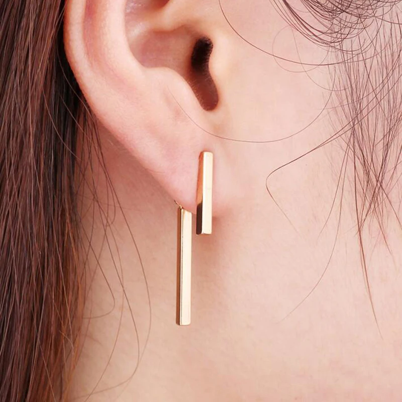 2023 neue Mode Edelstahl Einfache T Bar Tropfen Ohrring für Frauen Geometrische Ohr Jacke Ohrringe Hochzeit Geschenke