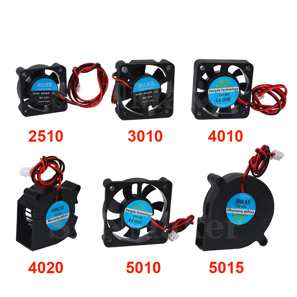 

5015/4010/4020 12V&24V Cooling Turbo Fan Brushless 3D Printer Parts 2Pin For Extruder DC Cooler Blower Part Black Plastic Fans