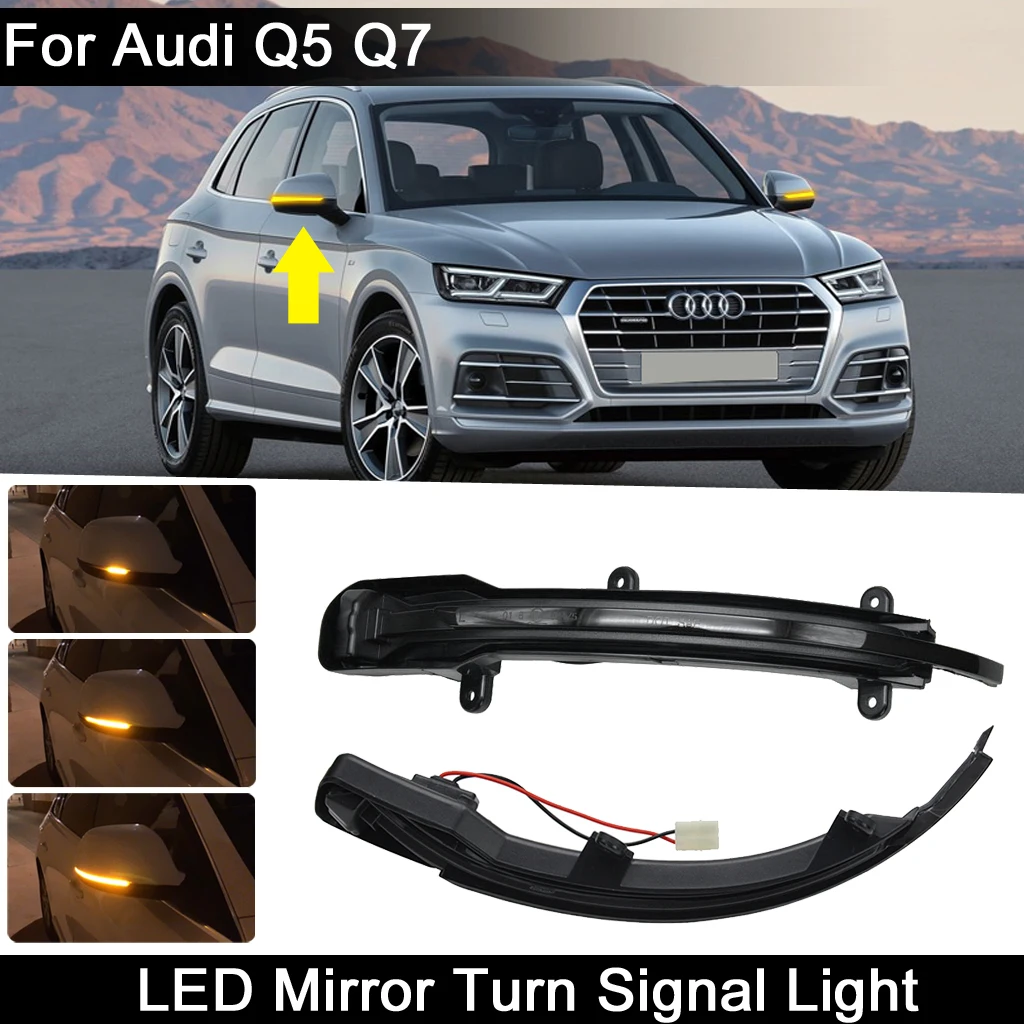 

2Pcs For Audi Q5 2012-UP Q7 2010-2015 LED Side Rearview Mirror Light Dynamic Amber Turn Signal Indicator Lamp