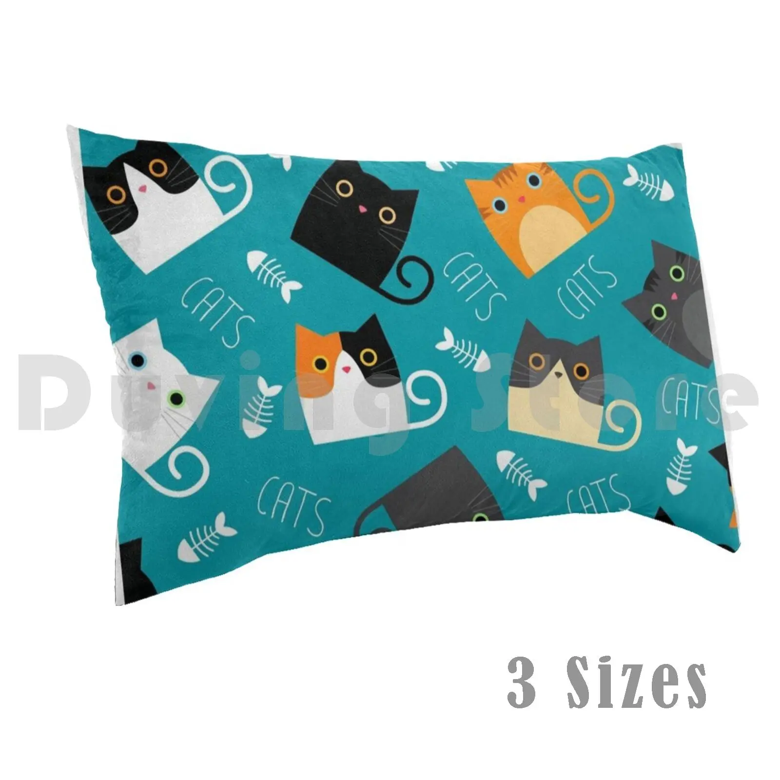 Cats Cats Everywhere Pillow Case DIY 50*70 Cat Cats Cat Lover I Love Cats Calico Calico Cat Tuxedo Cat