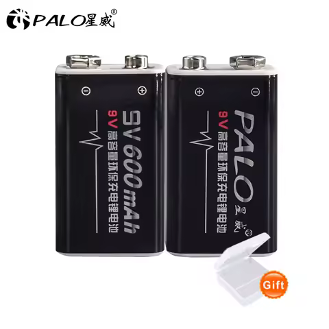 PALO 9V Rechargeable Battery 600mAh Li-ion 9V battery 6F22 lithium battery batteria high capacity for guitar toys