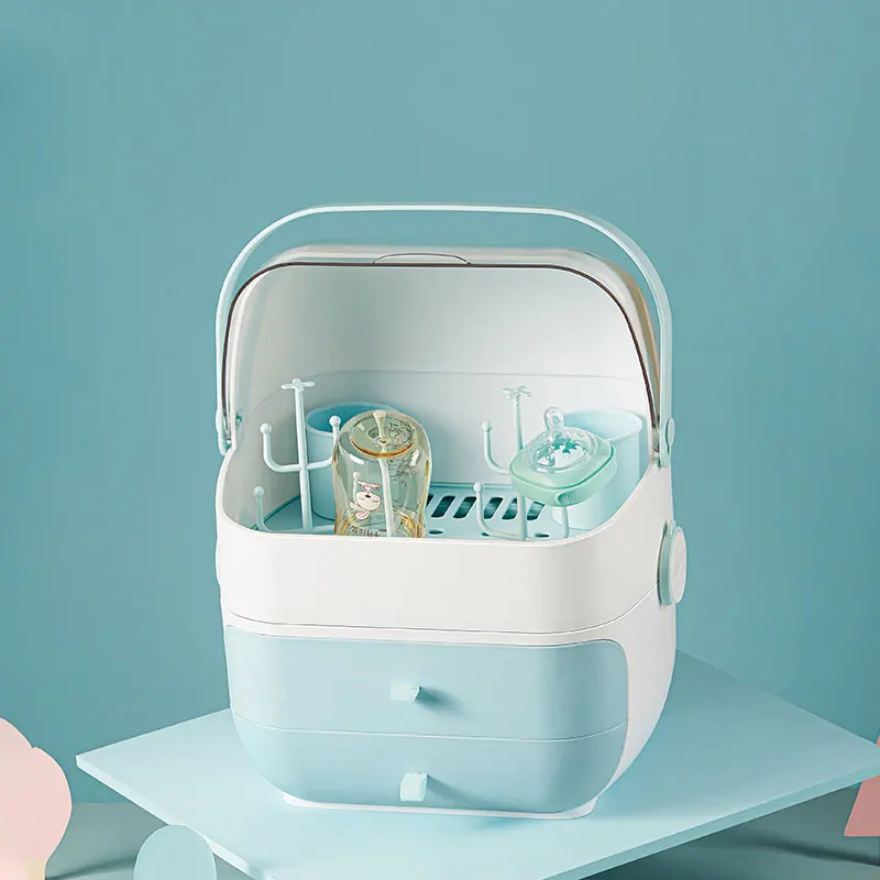 Baby Bottle Storage Box Drain Rack Large Portable Multifunctional Household Baby Bottle Storage Box