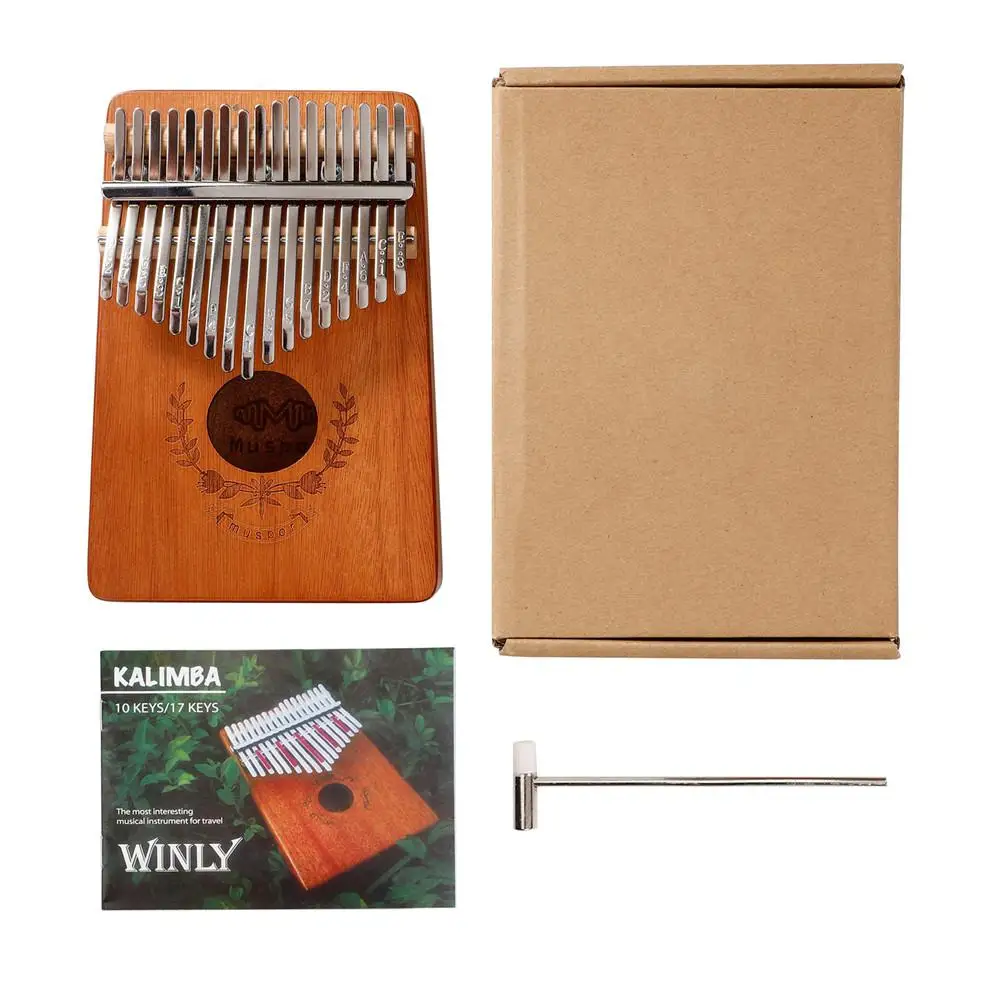 Muspor 17 tasti mogano Kalimba dito pollice Piano Mbira Sanza stile ghirlanda pollice pianoforte dito tastiera strumento musicale