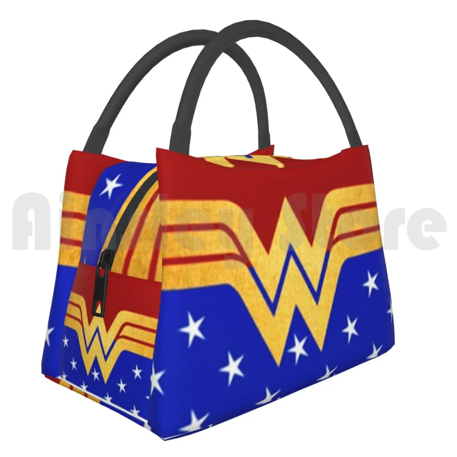 

Portable Insulation Bag Golden Retro Wonder Womn Comic ( Superhero ) Wonderful Womens Girls Teenager Kids Baby