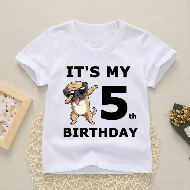 Baby Happy Birthday Number 1-10 Letter Print T Shirt Girls Boys Dogs Funny T-shirt Clothes Summer Cute Short Sleeve,YKP021