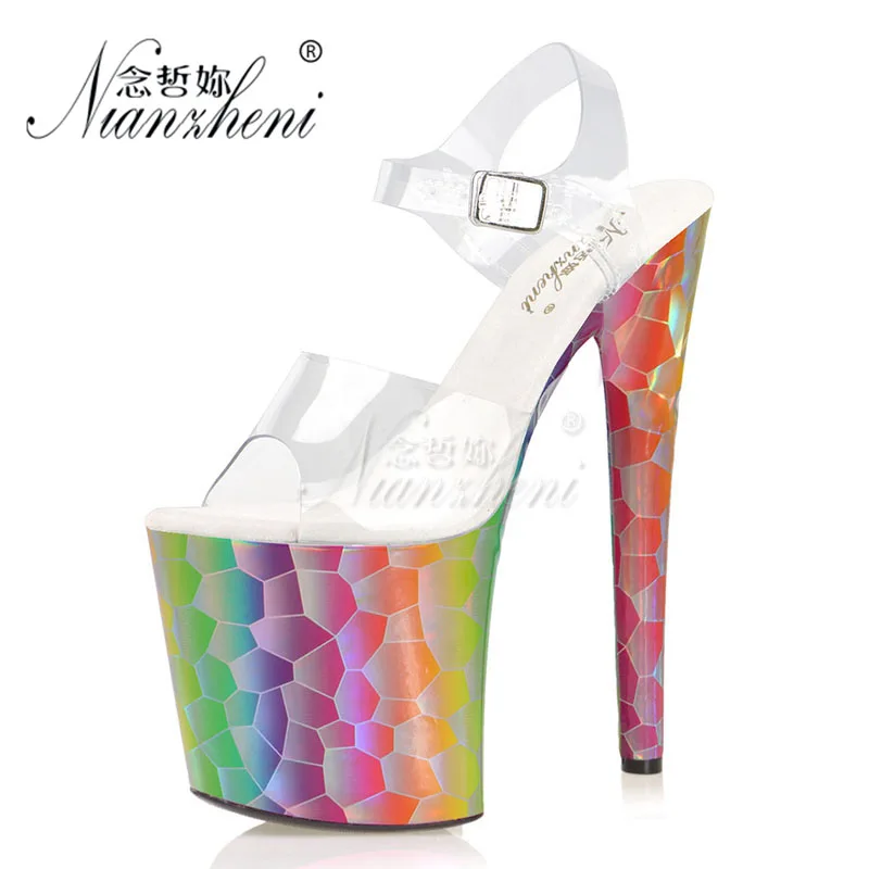 

8 inches Nightclub Pole dancing Models Party Dress Small Size Women's Sandals 20CM Super High heeled shoes Platform Thin heels