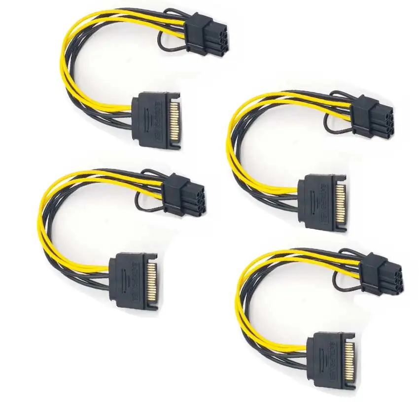 

20PCS 15pin SATA Male to 8pin(6+2) PCI-E Power Supply Cable 20cm SATA Cable 15-pin to 8 pin cable 18AWG Wire for Graphic Card