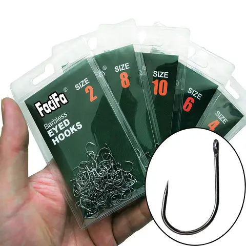 50 Pcs Non-barb Barbless Circle Carp Fishing Hooks with Hole Size 2 4 6 8 10 12 Fishhook Single Hook