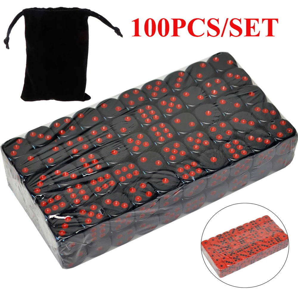 

Red/Black Dice Set 16mm Acrylic Dices 6 Sides Drinking Dice Gambling Funny Bar Pub Board Games Dice with Velvet Bag Gifts