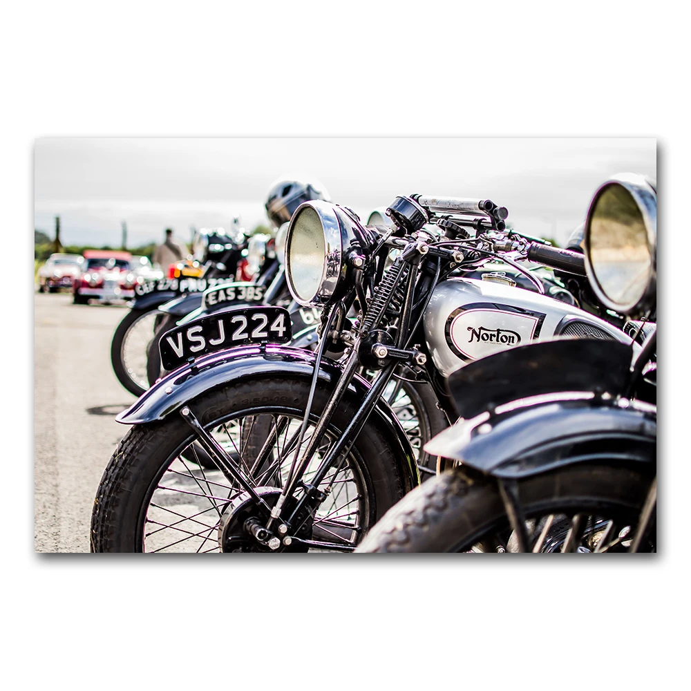 Modern Aesthetic Wall Art 1 Piece Canvas Painting Norton Classic Motorcycle Poster Prints Picture Room Decor