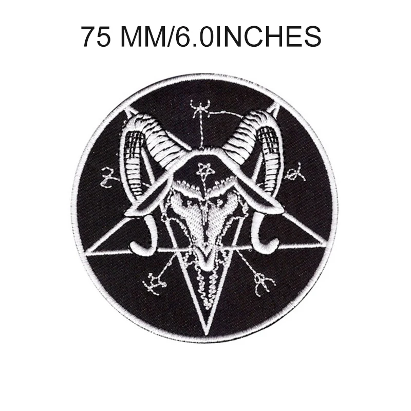 1Pcs Satan Pentagram Iron on Patch Goat Applique Evil Sign Embroidered Clothes Decoration Fabric Embellishments Patchwork