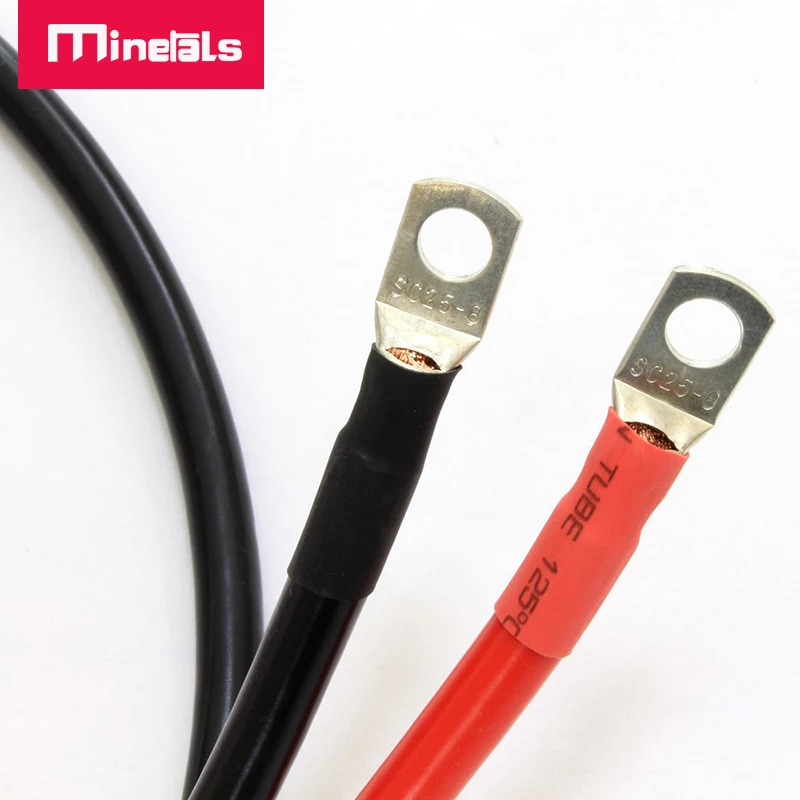 Cabo conector da bateria atual alta, Fio de cobre com Lug, Fio do inversor do carro, Série da bateria UPS, Conexão paralela, 25mm, m2, 1,5 m