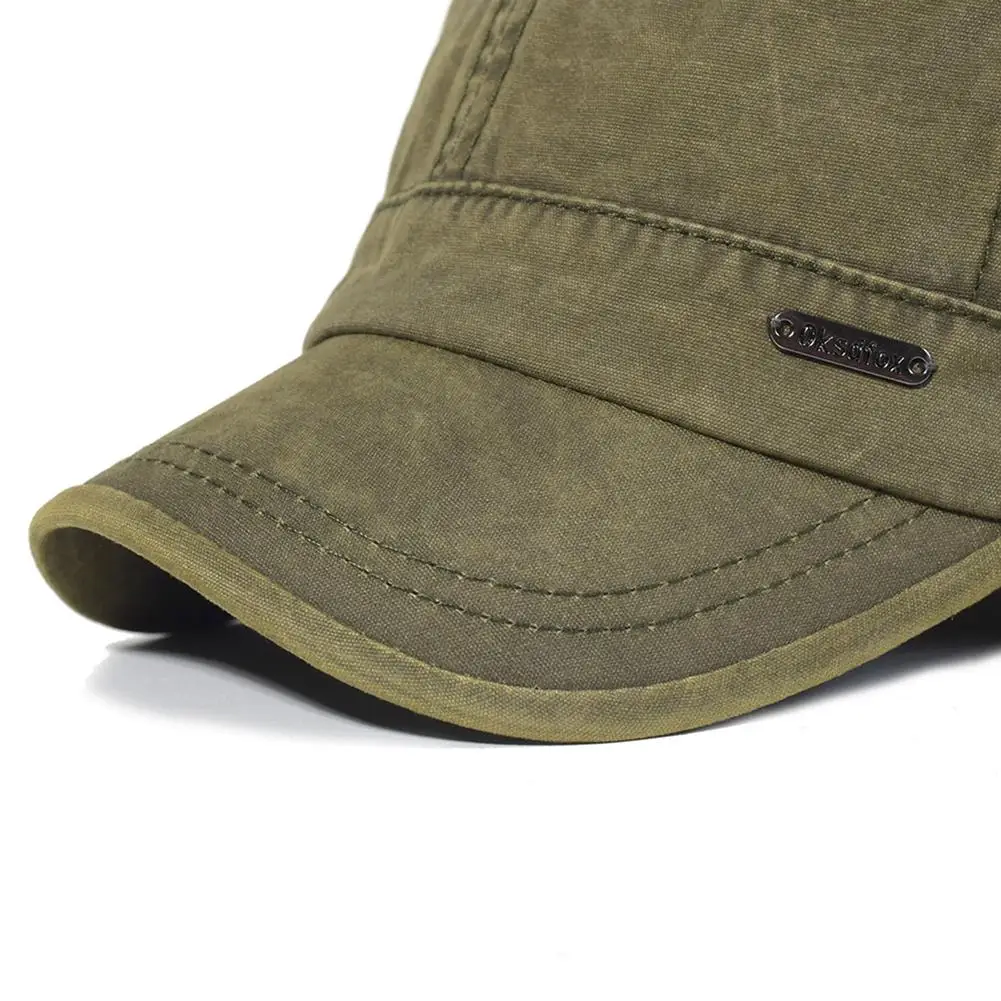 Washed Cotton Military Caps Men Cap Unique Design Vintage Flat Top Hat