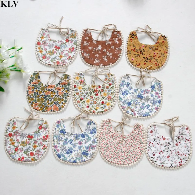 KLV Baby Bib Infant Burp Cloths Toddler Cotton Bib Kid Floral Towel Dinner Feeding Double-deck Cute Girl Bibs