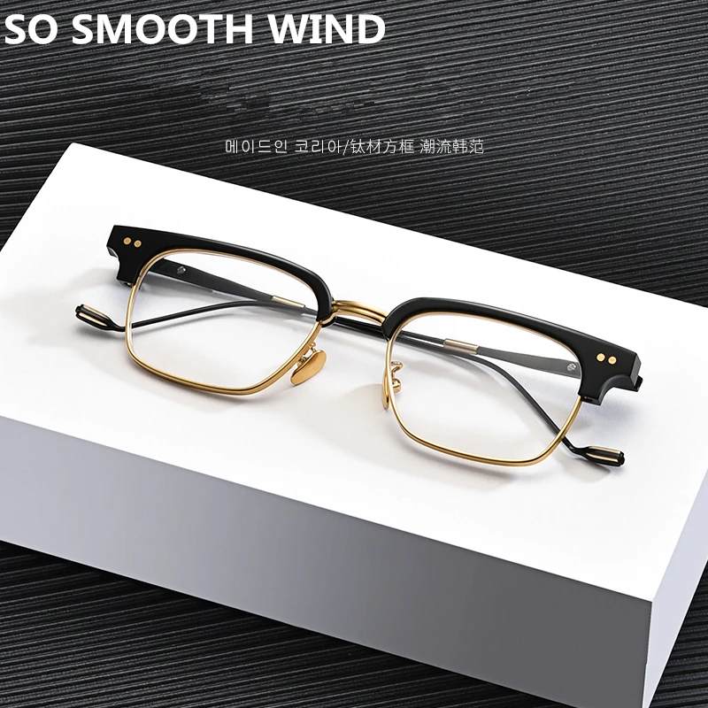 2023 New Brand Pure Titanium Glasses Frame Men Square Eyewear Rimless Half Myopia Optical Prescription Eyeglasses Frame Spectacl