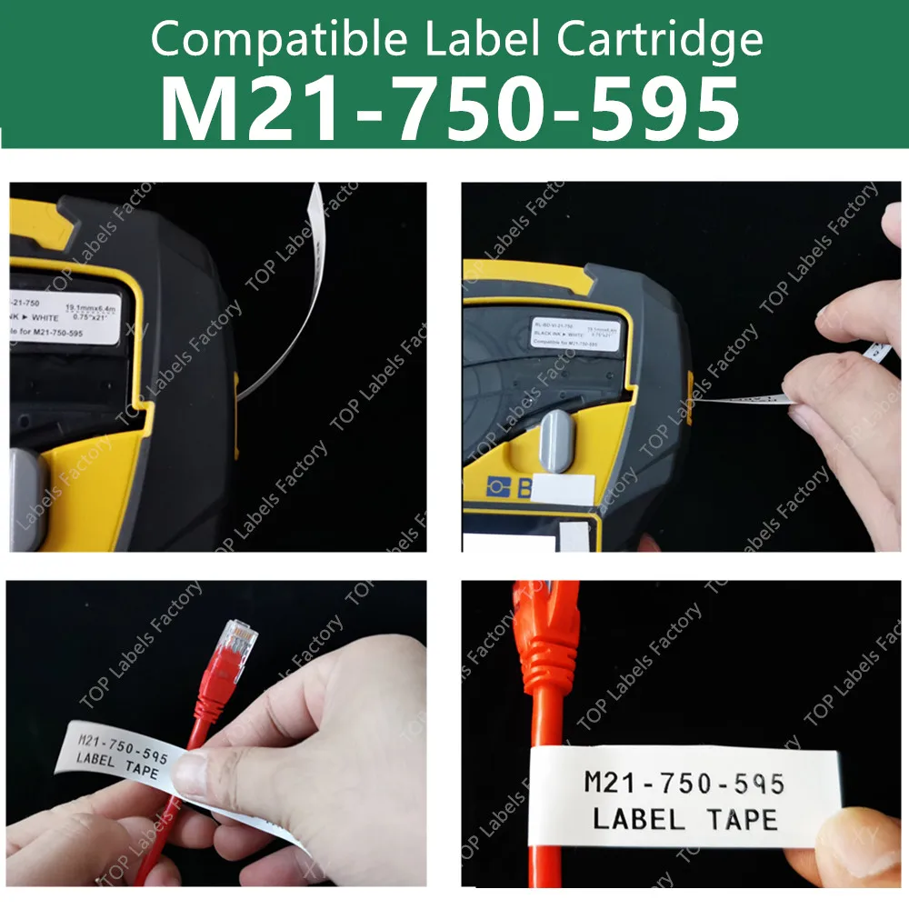 Imagem -06 - Pacote Substituir Etiqueta Fita M21750595 Fita de Vinil Cartucho de Fita Preto no Amarelo para Marcação Marcador Etiqueta de Rotulagem 19.1 mm 10