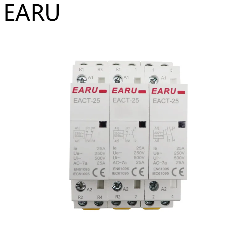 Interruptor de Contactor Modular para casa inteligente, interruptor de Contactor de carril Din, 2P, 16A, 20A, 25A, CA, 110V, 220V, 50/60Hz, 2NO, 2NC, 1NO1NC