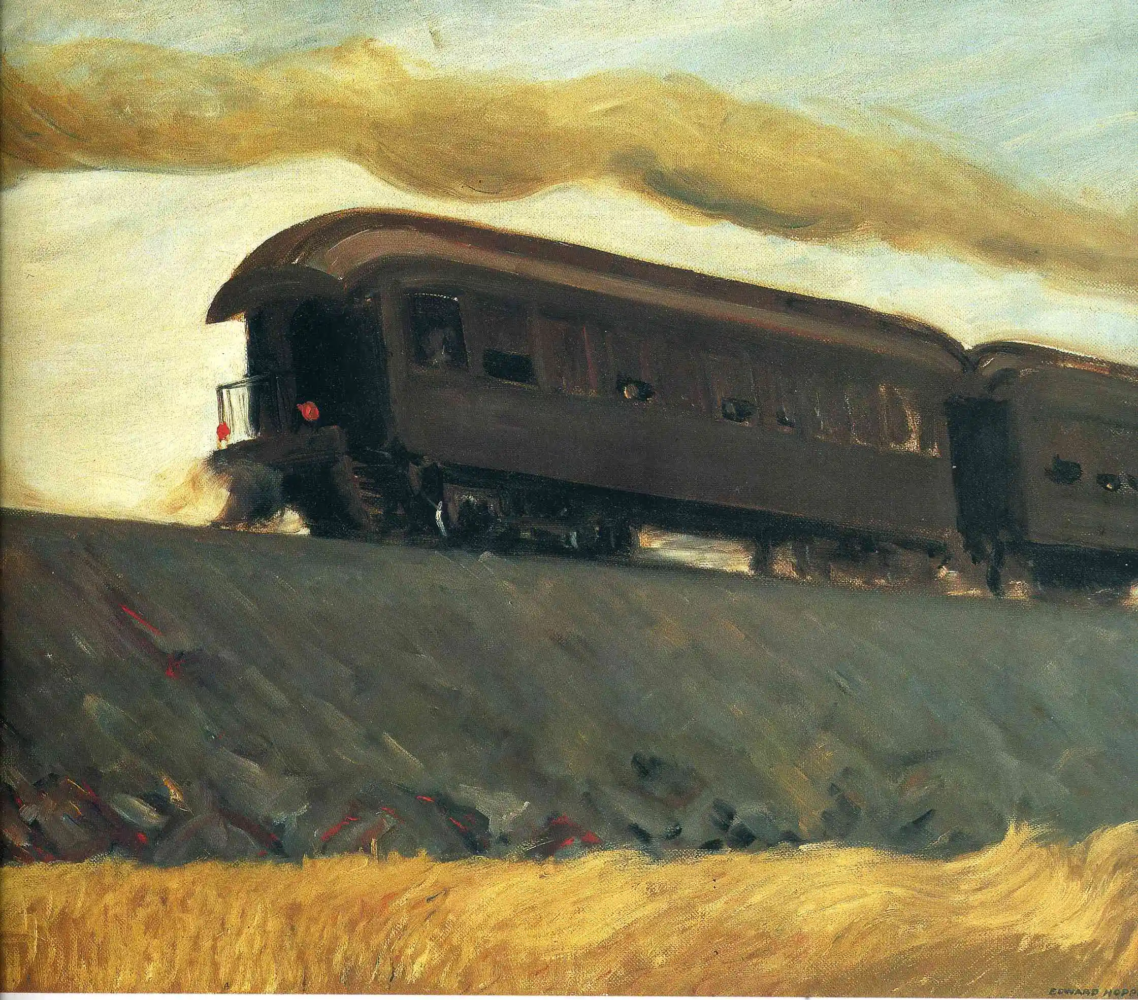 

100% handmade Oil Painting reproduction on linen canvas,Railroad Train by Edward Hopper,High Quality